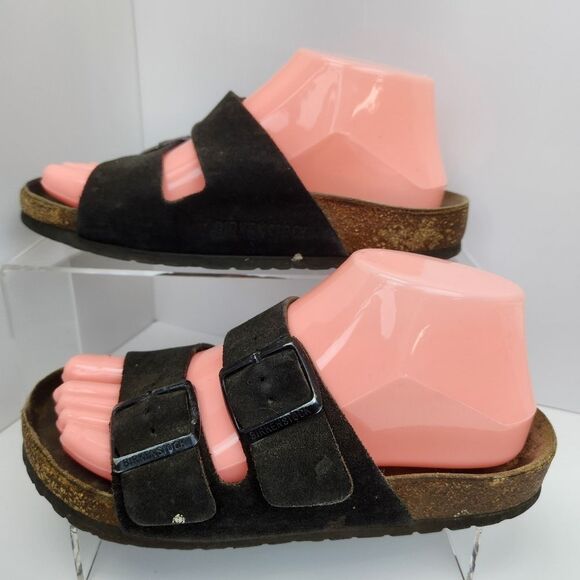 🐞Birkenstock Brown Mocha Suede Leather Arizona Slip On Sandals Size 5.5 - Picture 6 of 12